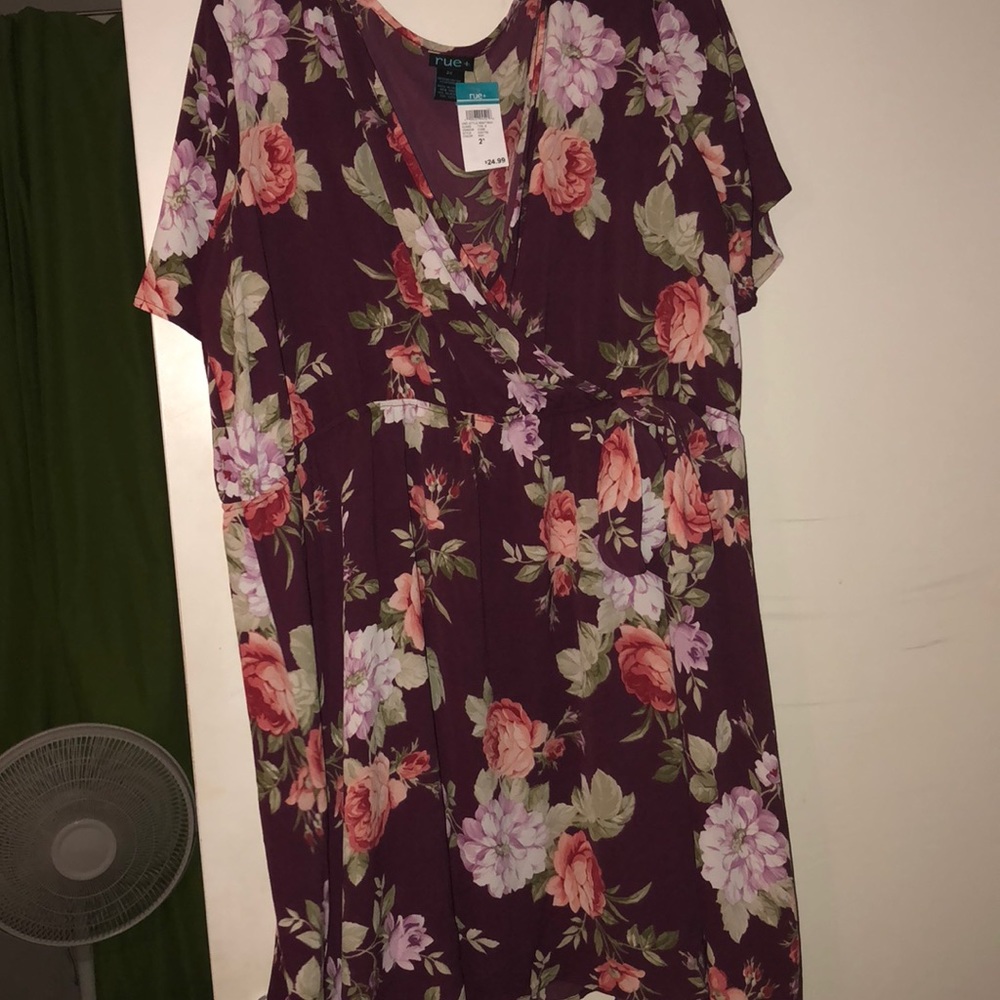 Maroon floral pattern dress